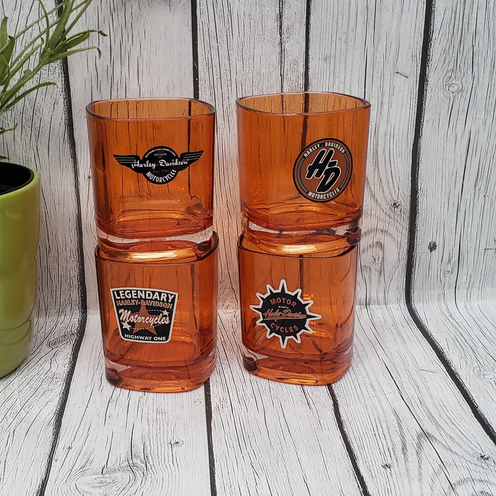 4 Harley-Davidson Retro Acrylic Bar Glasses